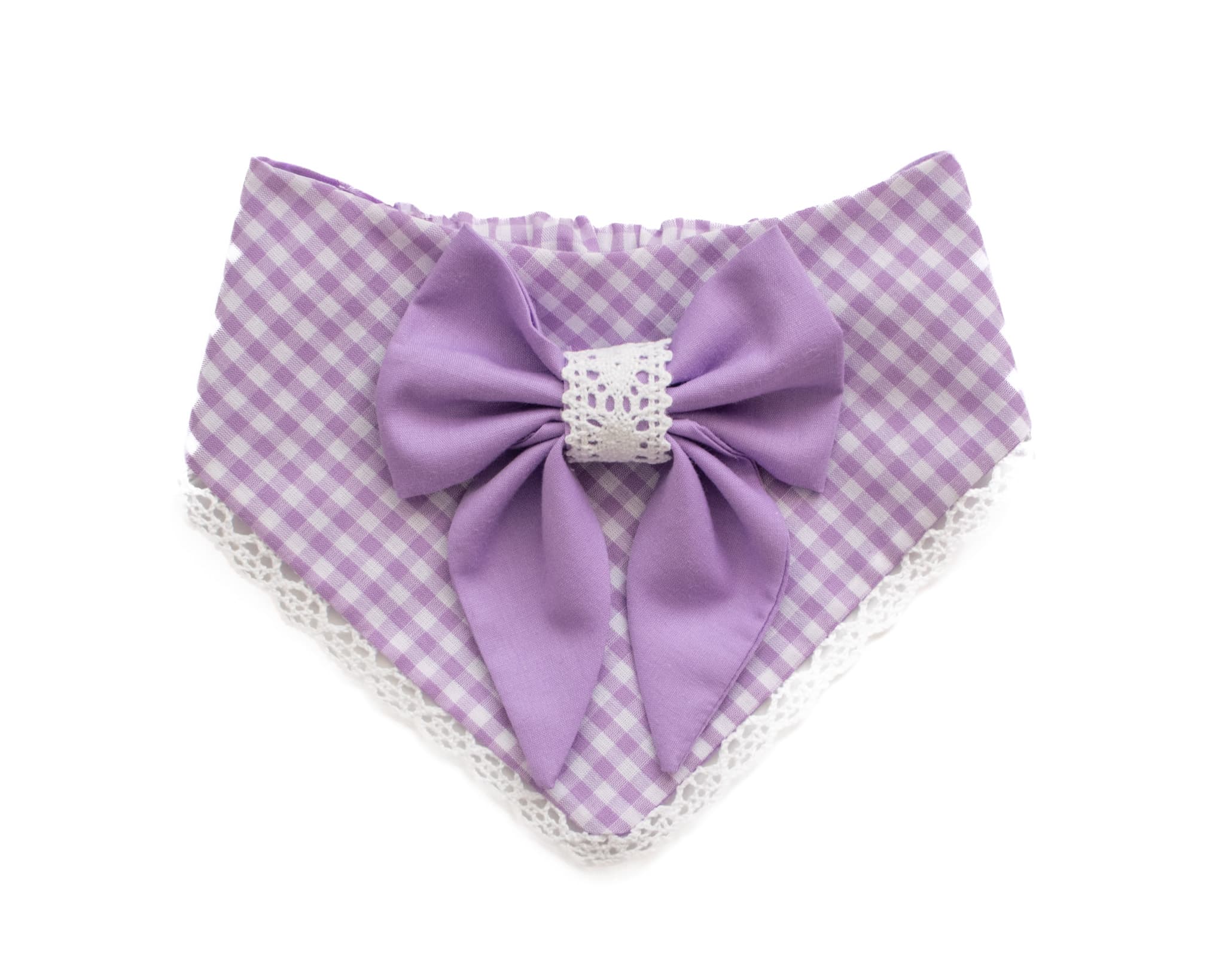 Lacey Lavender Bow Bandana — handmade dog bandana